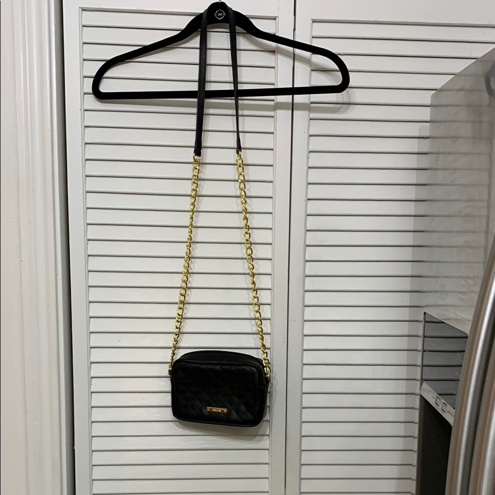 Y2K , Black Quilted Crossbody Bag with Gold Chain